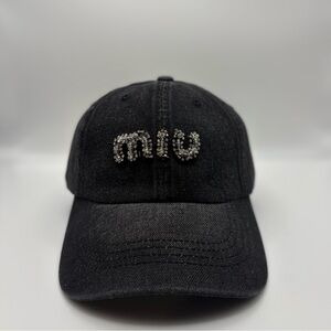 Black Denim Cap with Rhinestone letters